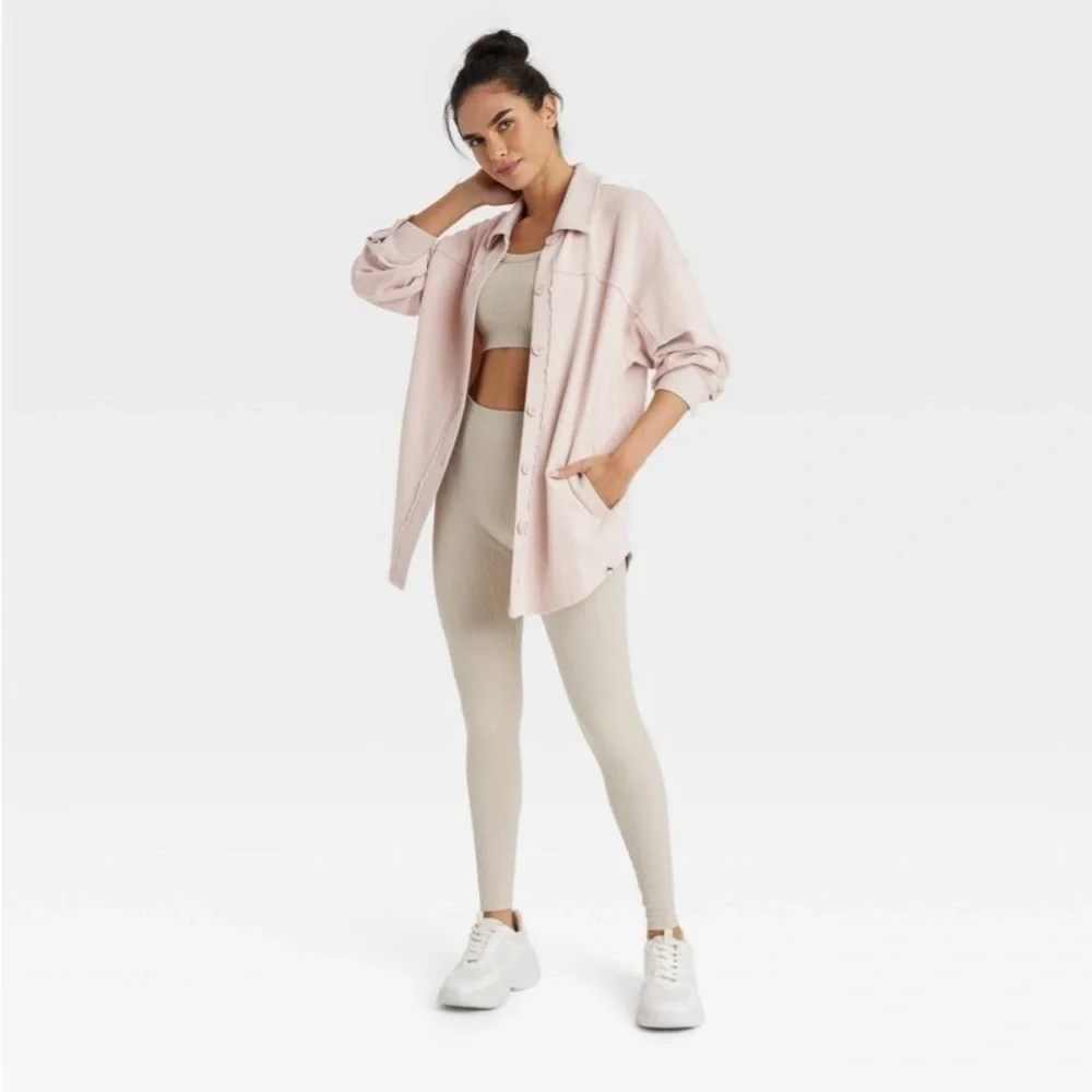 Women's French Terry Button Down Shacket
- JoyLab™ Ivory new - Picture 1 of 8